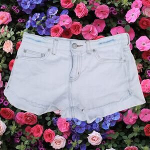 Size 26 Shorts Free People Cutoffs Distressed White Blue Cotton Denim FP